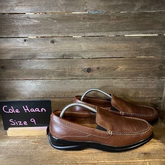 Mens Cole Haan‎ Santa Barbara Brown Leather Comfort Loafers Shoes Size 9 M GUC - Picture 1 of 6